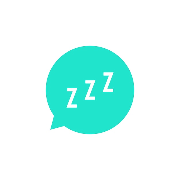 Signo de ronquidos en bocadillo verde. concepto de sueño, insomnio, aplicación de despertador, sueño profundo, despertar. aislado sobre fondo blanco. tendencia de estilo plano diseño de logotipo moderno ilustración vectorial