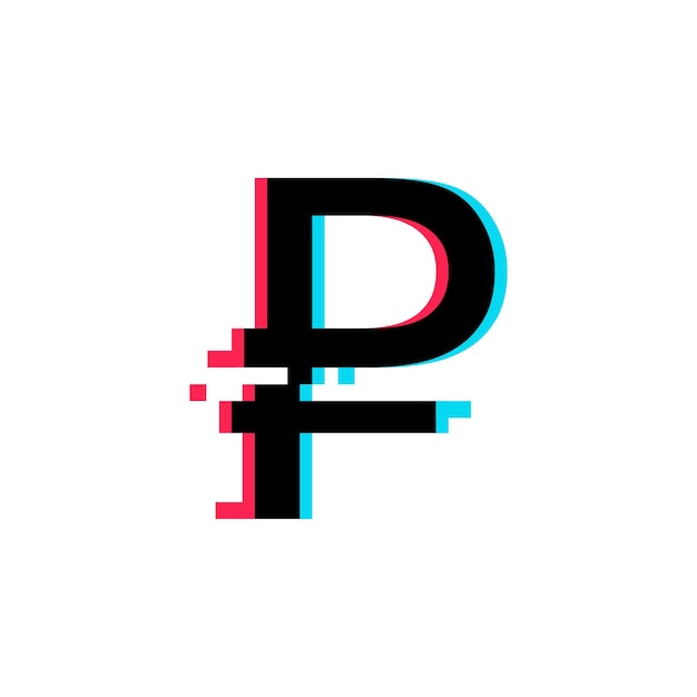 Signo de rublo en estilo glitch