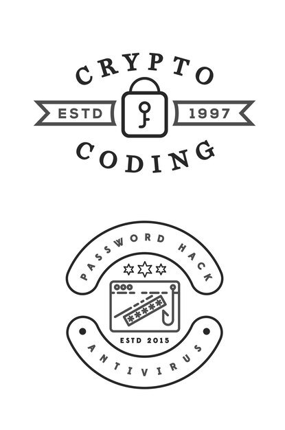 Signo de seguridad cibernética o pancarta con icono de diseño plano aplicación de encriptación operativa Vector mínimo