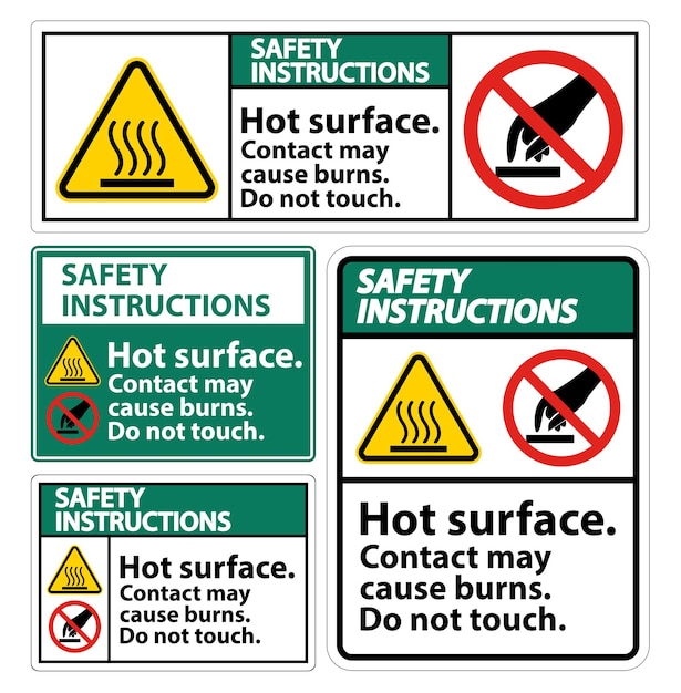 Signo de seguridad No toques la superficie caliente Símbolo aislado en fondo blanco Ilustración vectorial