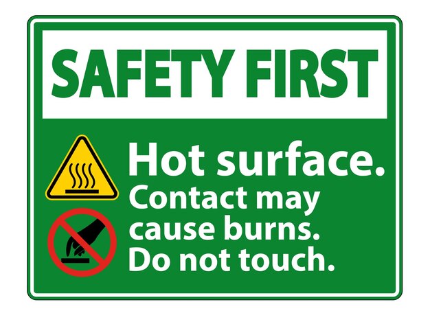 Signo de seguridad No toques la superficie caliente Símbolo aislado en fondo blanco Ilustración vectorial