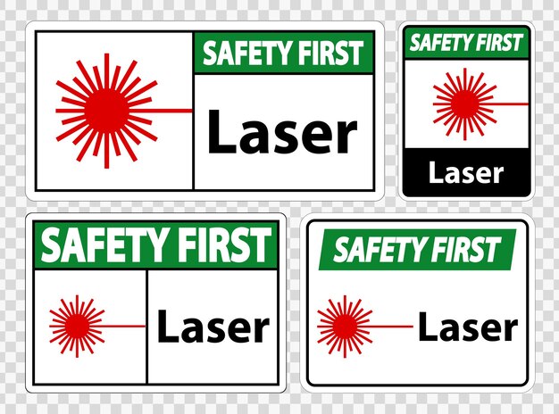 Signo de seguridad Primer símbolo de láser Signo de símbolo Isolado en fondo transparente Ilustración vectorial