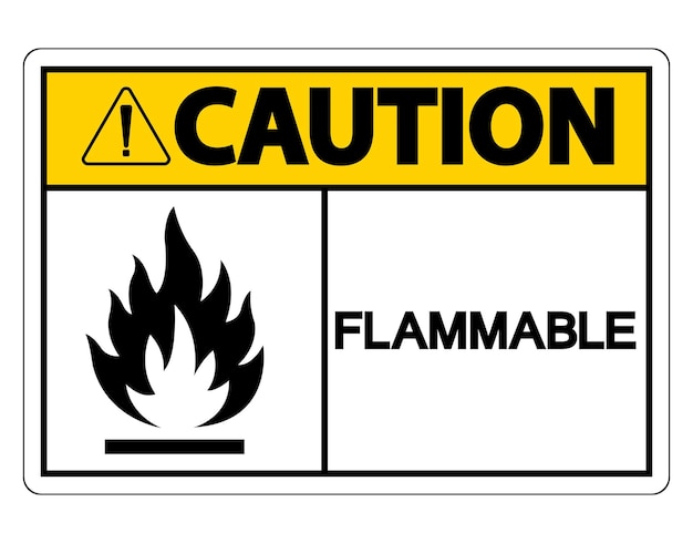 Signo de señal inflamable aislado en fondo blanco Ilustración vectorial