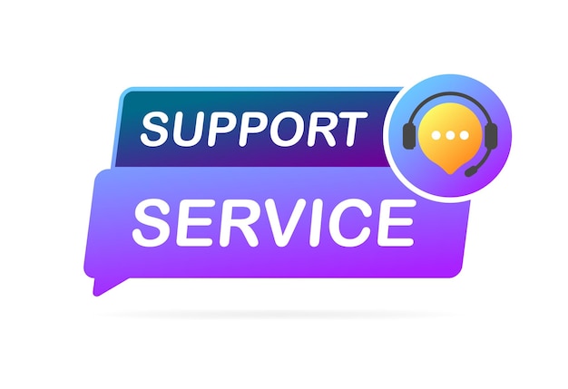 Signo de servicio de apoyo Signo de servicio de apoyo púrpura plano Icono vectorial