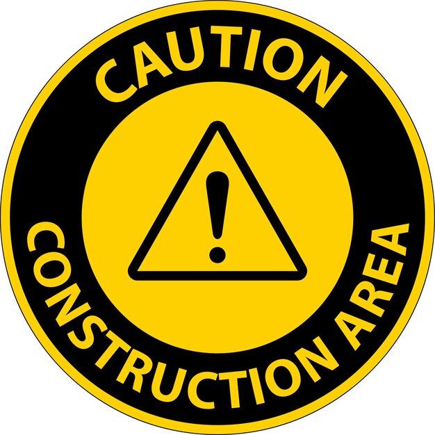 Signo simbólico de área de construcción en fondo blanco