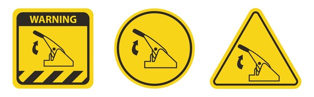 El signo del símbolo del freno de estacionamiento de precaución está aislado sobre un fondo blanco