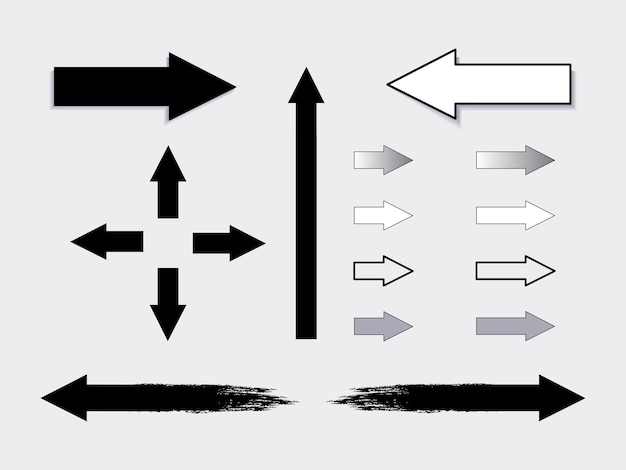 Vector el signo y el símbolo del icono de las flechas se establecen en varios vectores de dirección