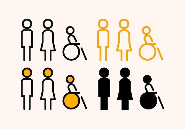 Signo y símbolo del icono de género Hombre y mujer Ilustración vectorial de diseño minimalista Contorno del inodoro