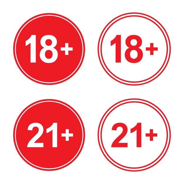 Signo de símbolo de restricción de edad vectorial