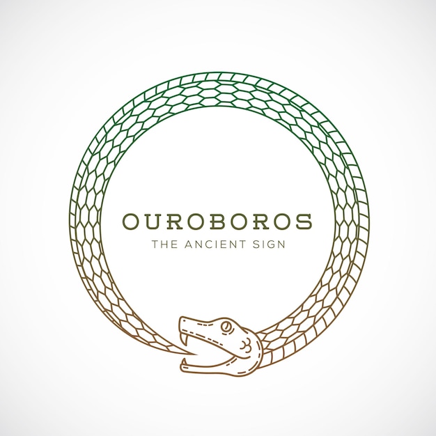 Signo de símbolo de serpiente Ouroboros vectorial abstracto o una plantilla de logotipo en estilo de línea aislado