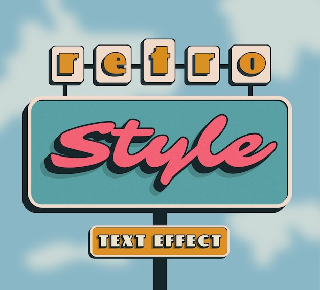 Signo de tablero de estilo retro tipo de efecto de texto editable para el logotipo del cartel título camiseta mercancía