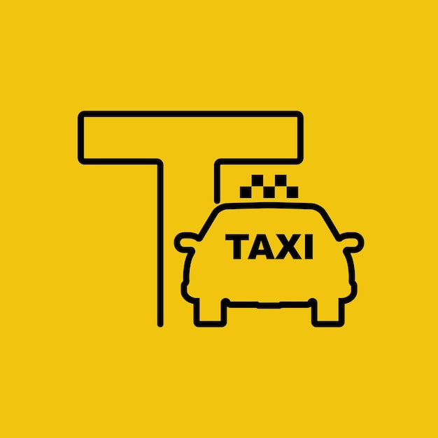 Signo de taxi Icono lineal servicio de taxi diseño minimalista Silueta de línea negra de un automóvil Vector