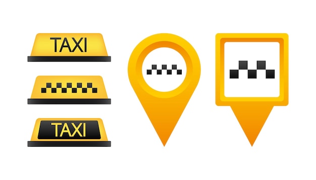 Signo de techo plano de taxi. Icono de signo de taxi sobre fondo azul. Signo de taxi en el techo del coche. Ilustración vectorial.