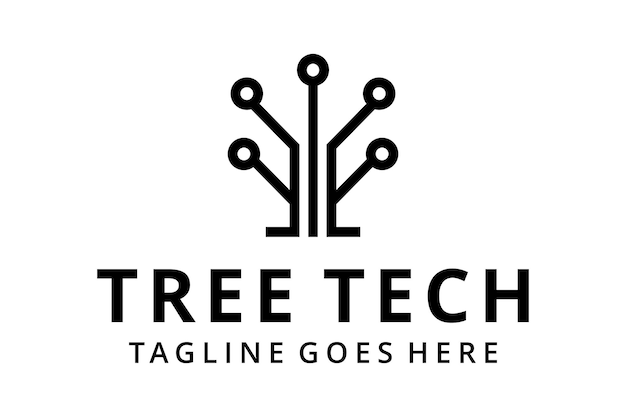 Signo de tecnología abstracta de ilustración conectar con plantilla de diseño de logotipo de árbol