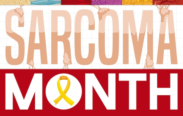 Vector signo de tejidos y cinta amarilla para el mes de concientización sobre el sarcoma