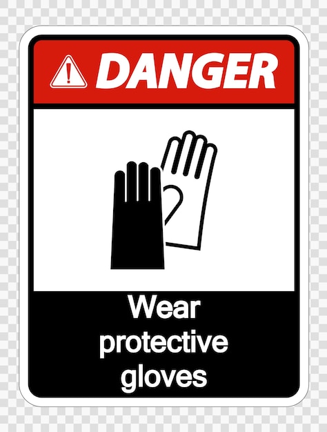 El signo de uso de guantes de protección en el fondo transparente ilustración vectorial
