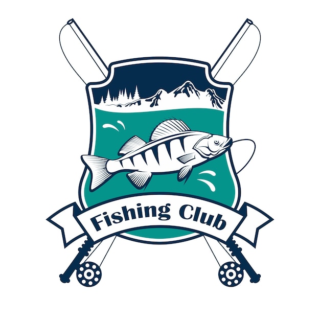 Signo de vector de club de deporte de pesca