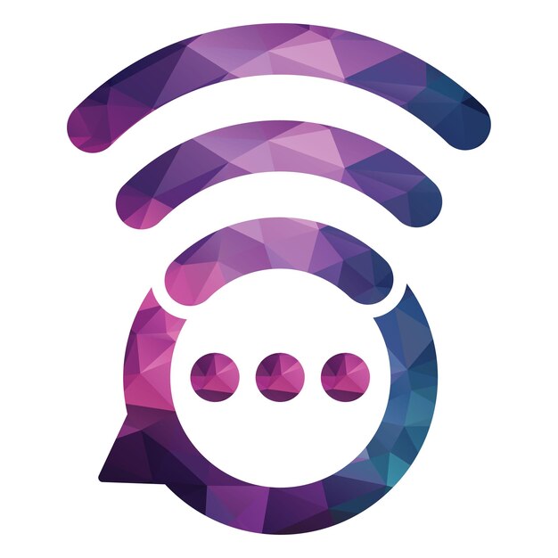 Signo de vector de diseño de logotipo wifi de chat Logotipo inalámbrico de burbuja de chat