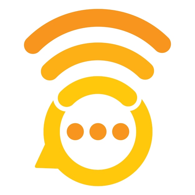 Signo de vector de diseño de logotipo de wifi de chat. Logotipo inalámbrico de burbujas de chat.