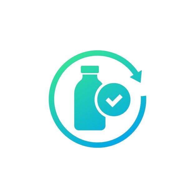 Signo vectorial de icono de reciclaje de botellas de plástico