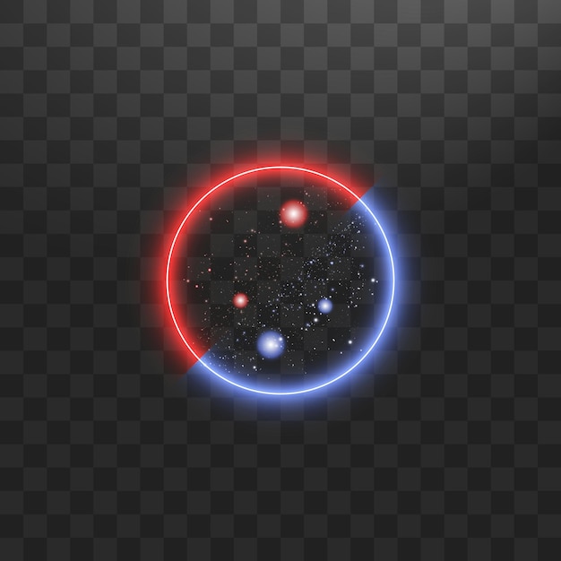 Vector signo versus vs en marco de círculo de neón en fondo transparente