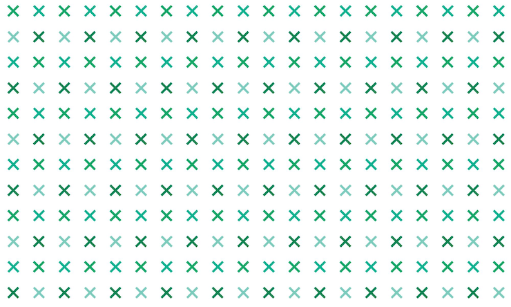 Vector signo x en patrón de color de gradiente verde sin costuras