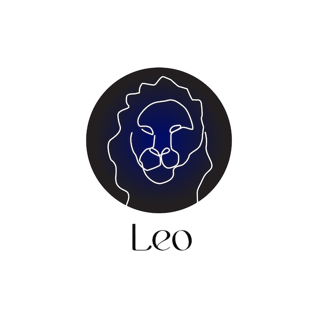 Signo zodiacal astrológico leo en estilo de arte de línea en símbolo de astrología zodiak azul oscuro