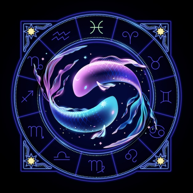 Signo zodiacal de neón de Piscis