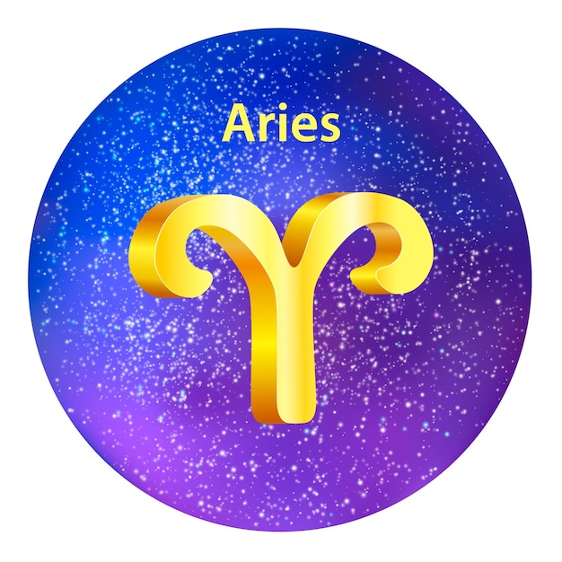 Vector signo del zodíaco aries en el cielo.