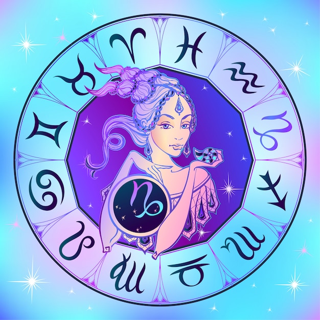 Signo del zodiaco capricornio una chica hermosa. horóscopo. astrología.