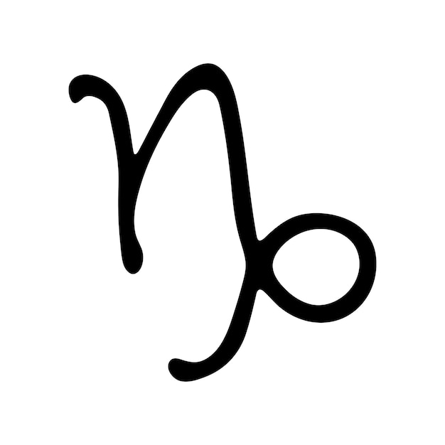 Signo del zodiaco de Capricornio dibujado a mano Símbolo esotérico dibujado Clipart de astrología Elemento para el diseño