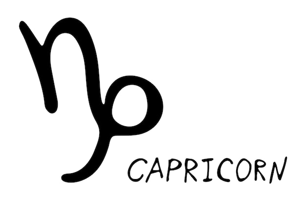 Signo del zodiaco capricornio dibujado a mano símbolo esotérico garabato astrología clipart elemento para el diseño