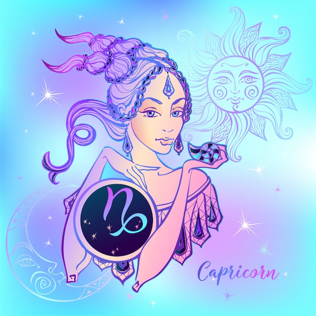 Signo del zodiaco capricornio hermosa niña