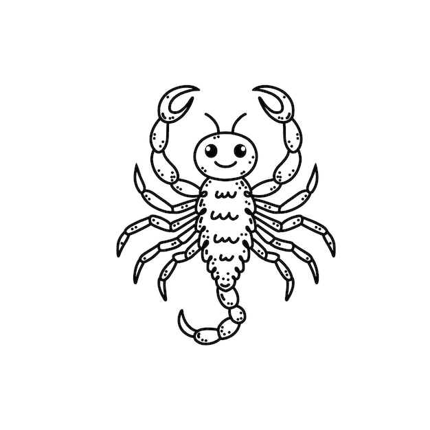 Signo del zodíaco Escorpio en estilo de arte lineal sobre fondo blanco