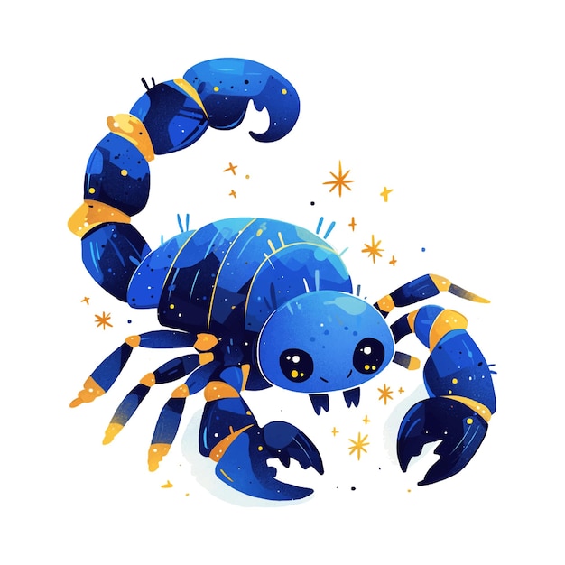 Vector signo del zodiaco escorpión con estrellas doradas ilustración en fondo blanco