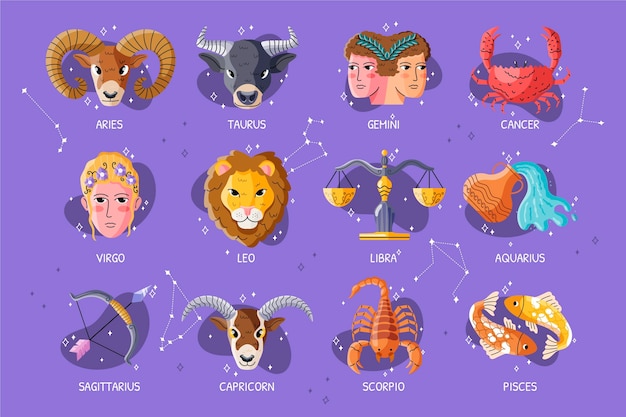 Vector signo del zodíaco establece diseño plano