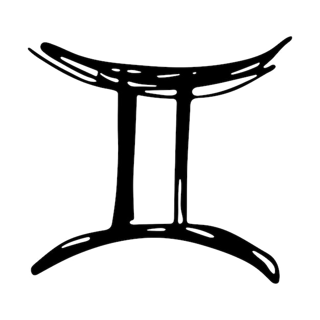 Signo del zodiaco Géminis dibujado a mano Símbolo esotérico garabato Astrología clipart Elemento para el diseño