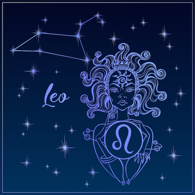 Signo del zodiaco Leo una chica hermosa. La constelación de Leo.