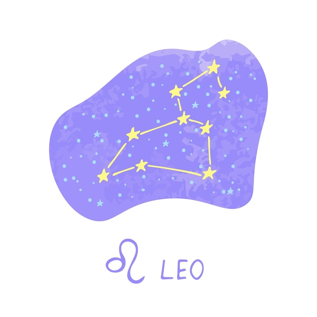 Signo del zodiaco de Leo dibujado a mano Símbolo esotérico garabateado Clipart de astrología Elemento para el diseño