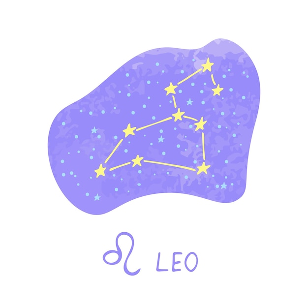 Vector signo del zodiaco de leo dibujado a mano símbolo esotérico garabateado clipart de astrología elemento para el diseño