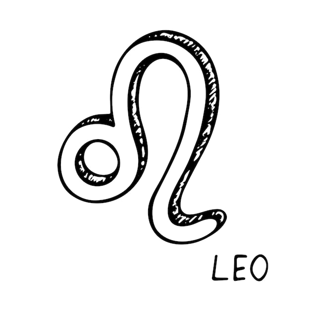 Signo del zodiaco leo dibujado a mano Símbolo esotérico garabato Astrología clipart Elemento para el diseño