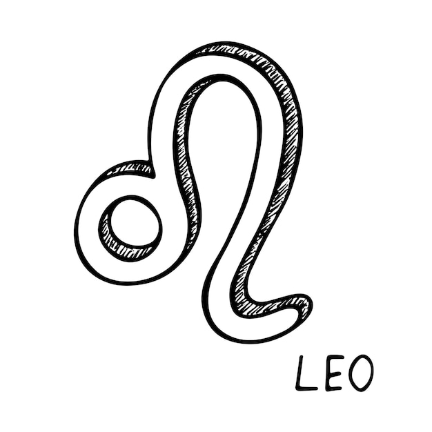 Signo del zodiaco leo dibujado a mano Símbolo esotérico garabato Astrología clipart Elemento para el diseño
