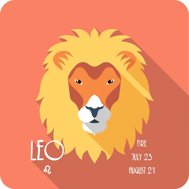 Signo del zodiaco Leo icono diseño plano