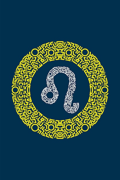 Signo del zodiaco de Leo con ornamental