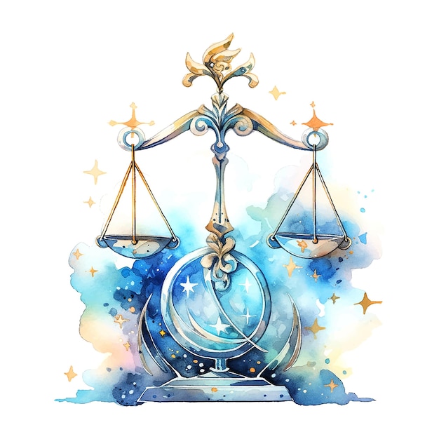 Signo del zodiaco libra sobre fondo acuarela ilustración vectorial