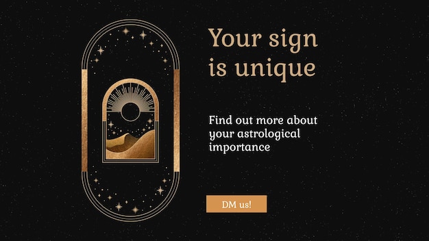 Signo del zodiaco plantilla de portada de Facebook editable vector de diseño negro y dorado