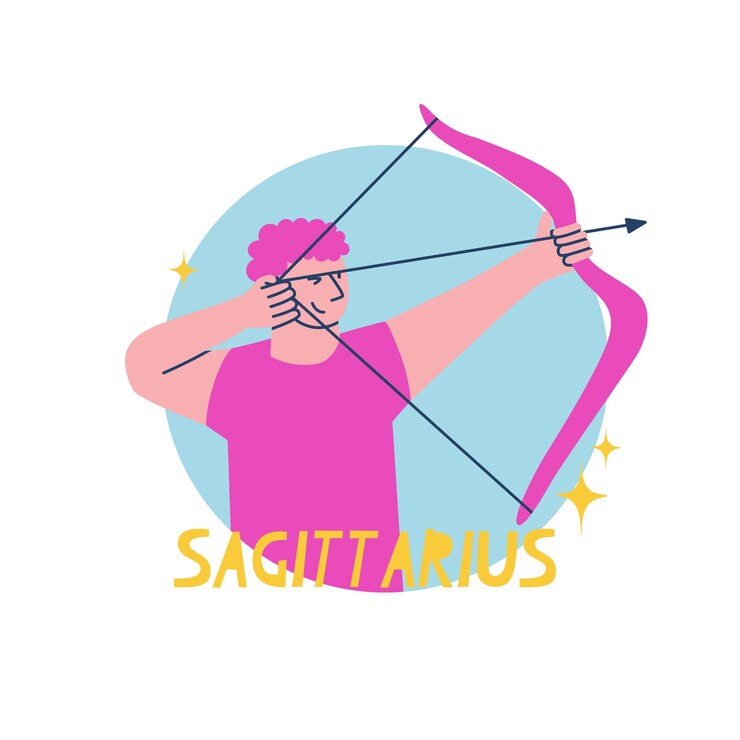 Vector signo del zodiaco sagitario el noveno símbolo del horóscopo signo astrológico de los nacidos en diciembre ilustración vectorial para el diseño