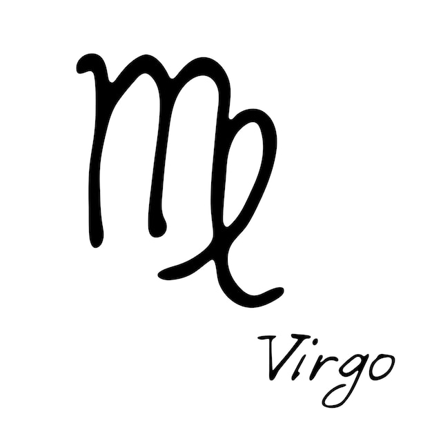 Signo del zodiaco de Virgo dibujado a mano Símbolo esotérico garabateado Clipart de astrología Elemento para el diseño