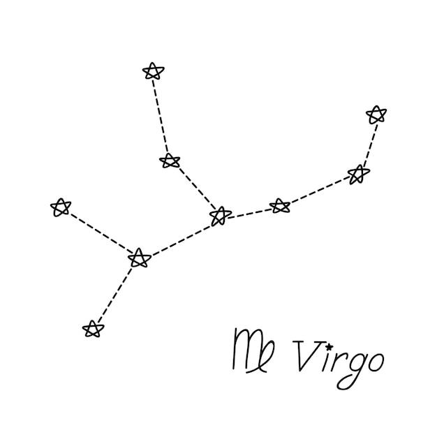 Signo del zodiaco virgo dibujado a mano Símbolo esotérico garabato Astrología clipart Elemento para el diseño
