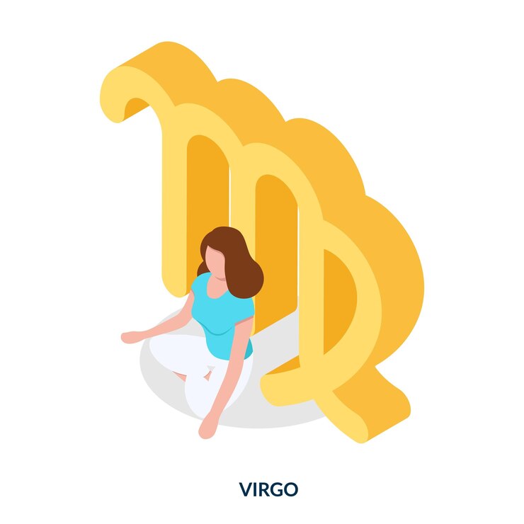 Vector signo del zodiaco virgo ilustración isométrica sobre fondo blanco